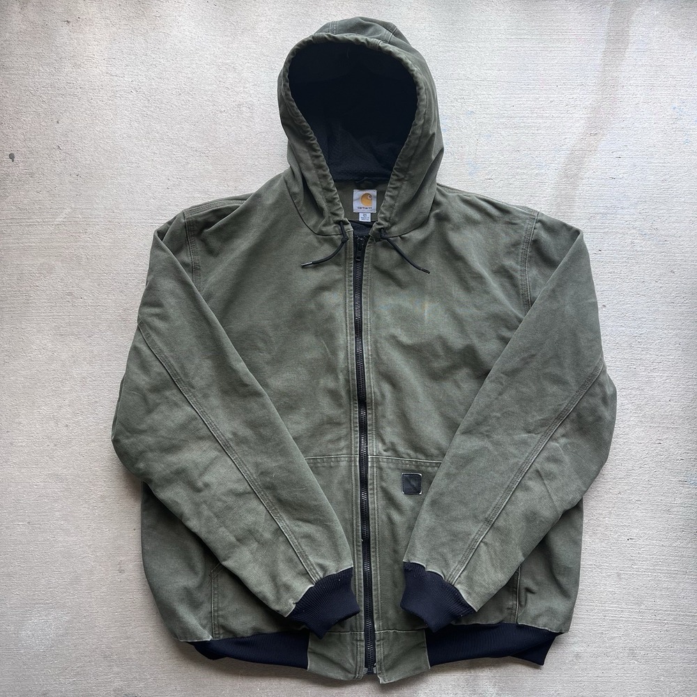 Vintage Carhartt J130 ARG Army Green Active Jacket 2XL Tall Faded Grail